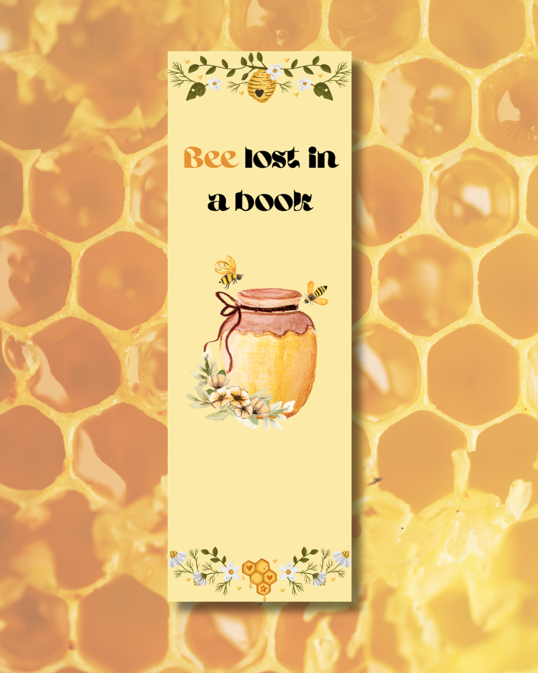 Marque-page classique Bee Lost in a Book — aquarelle pot de miel fleurs Collection Honey Garden CrébyluStore