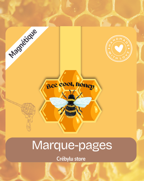 Marque-page magnétique Bee Cool Honey — abeille alvéoles dorées Collection Honey Garden CrébyluStore