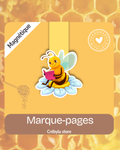 Marque-page magnétique The Reading Bee — abeille qui lit fleur bleue Collection Honey Garden CrébyluStore