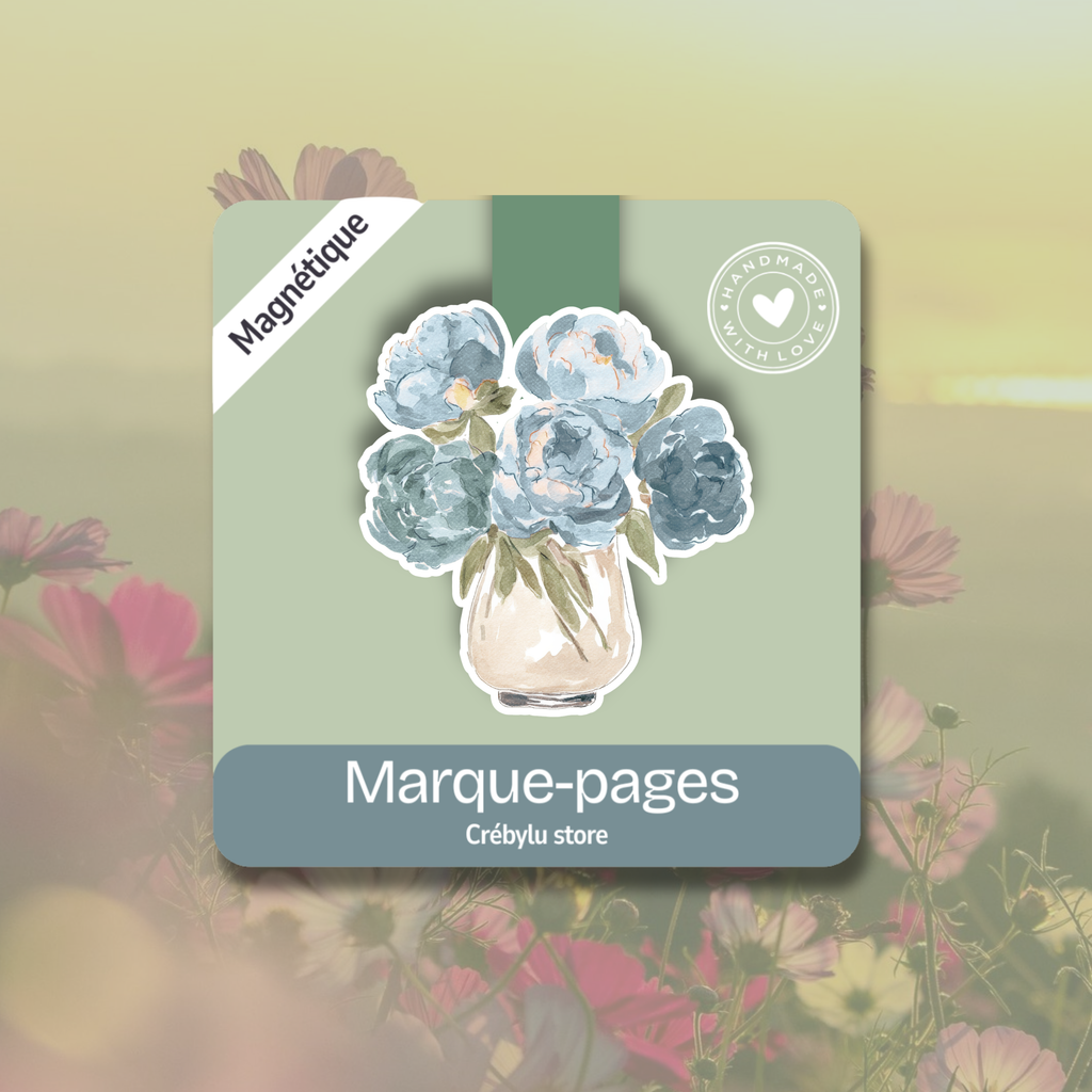 Quiet Bouquet — Marque-page Magnétique Fleurs Bleues