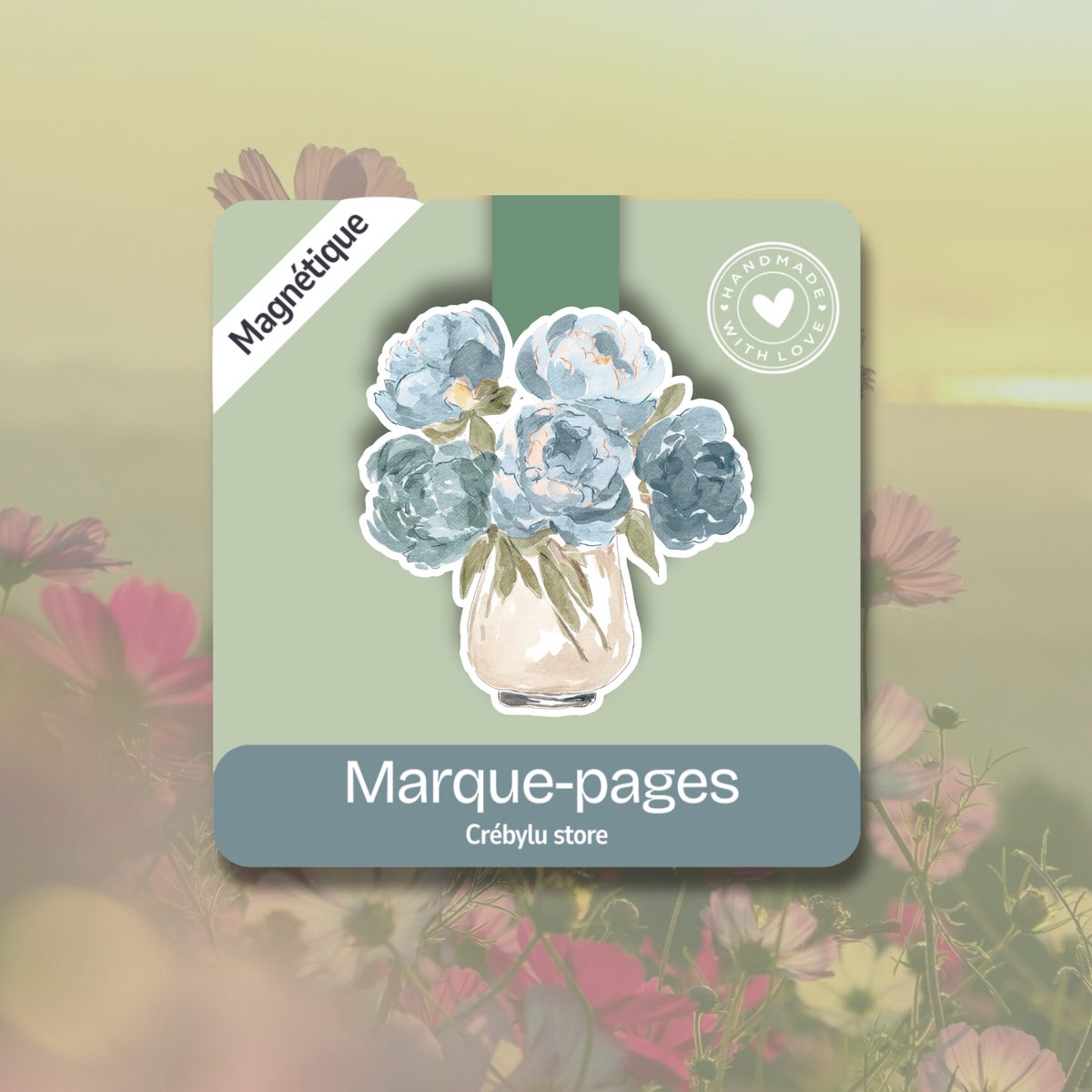 Quiet Bouquet - Marque-page Magnétique Fleurs Bleues