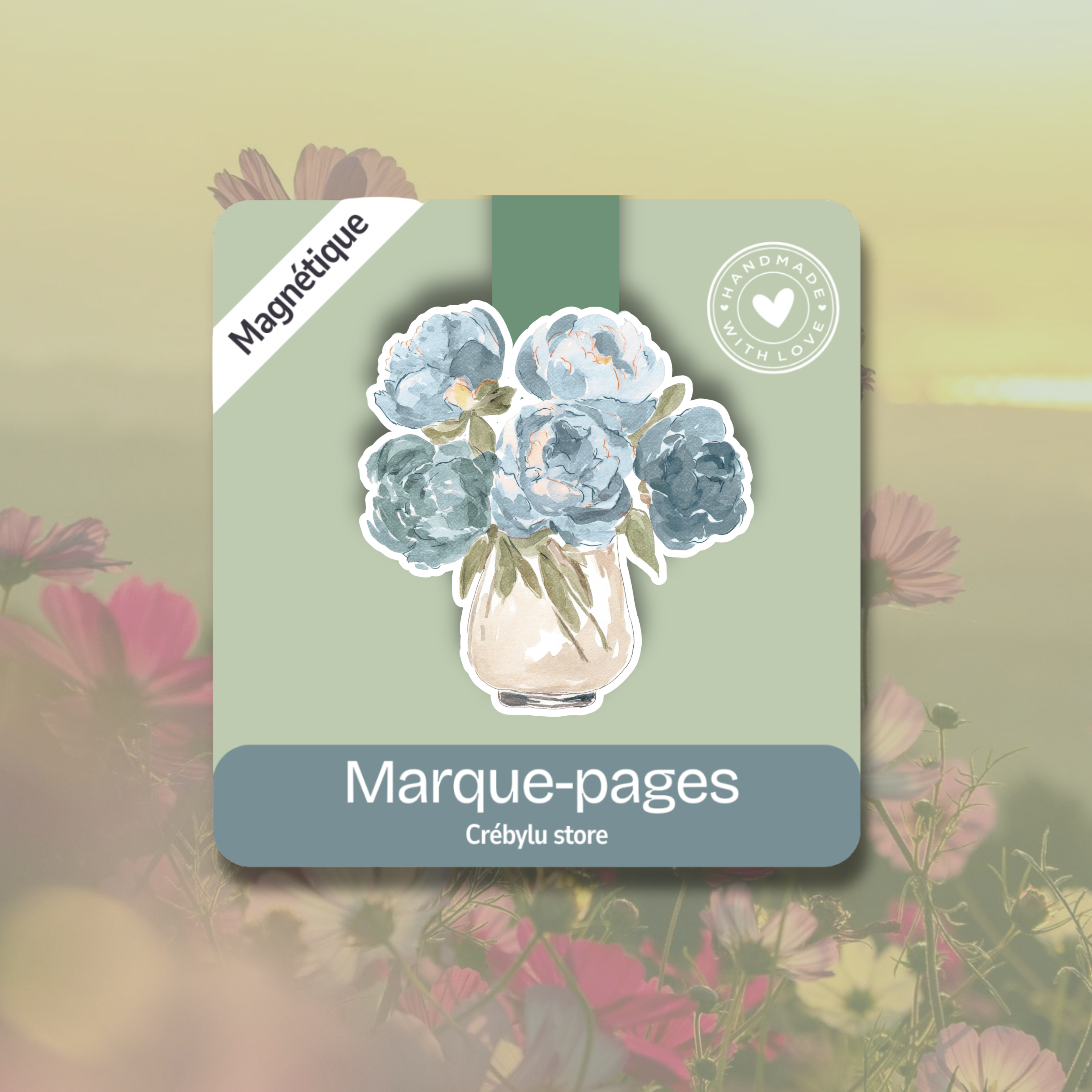 Quiet Bouquet — Marque-page Magnétique Fleurs Bleues