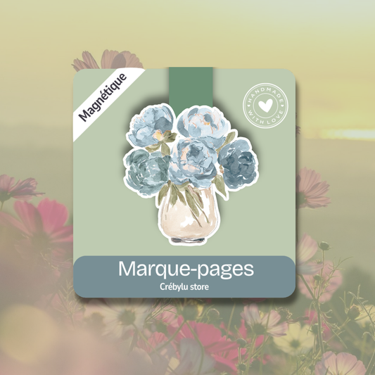 Quiet Bouquet - Marque-page Magnétique Fleurs Bleues