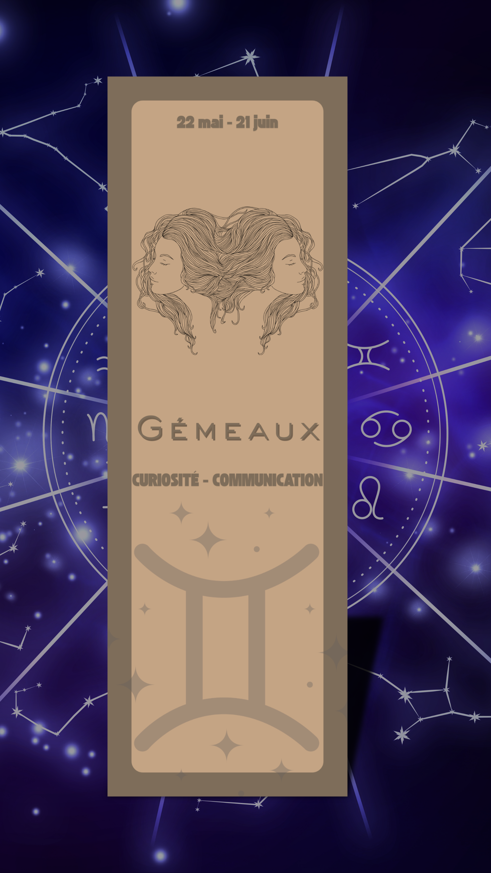 Gémeaux - Marque-pages classique astrologie
