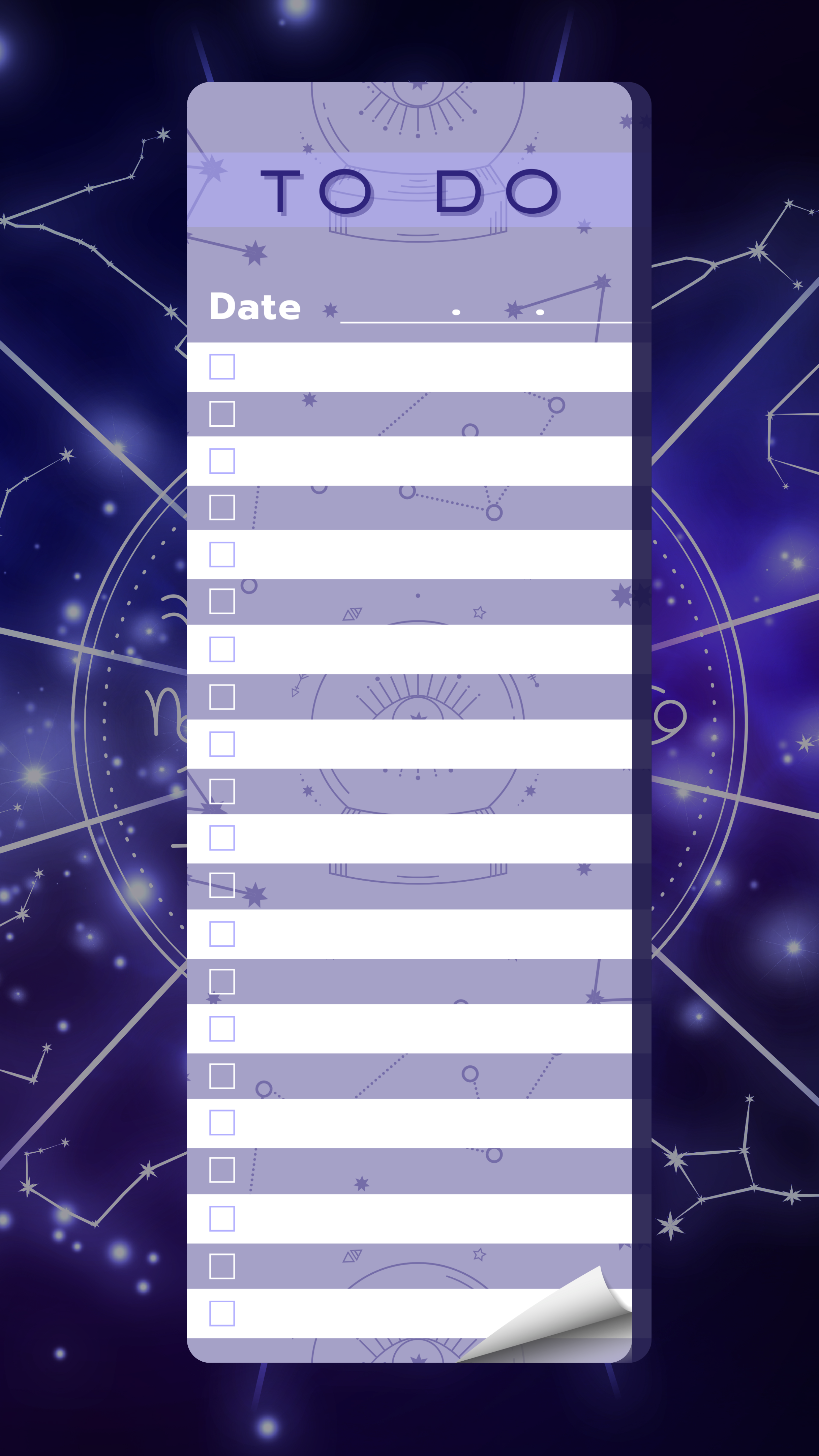 Bloc To-Do List Astrologie – Format vertical détachable